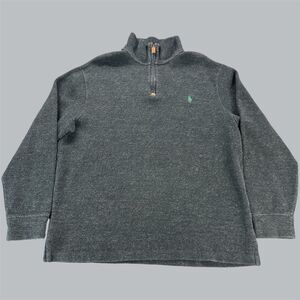 Polo Ralph Lauren Estate Rib Sweater Mens M Gray Pullover 1/4 Zip Preppy Pony
